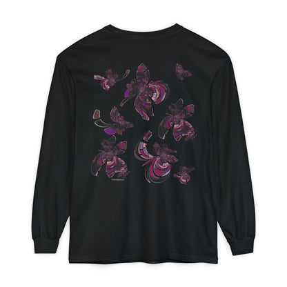 Unisex Long Sleeve T-Shirt "MONDRIAN SPACE" in Magenta. Perfect for Casual Comfort and Unique Style