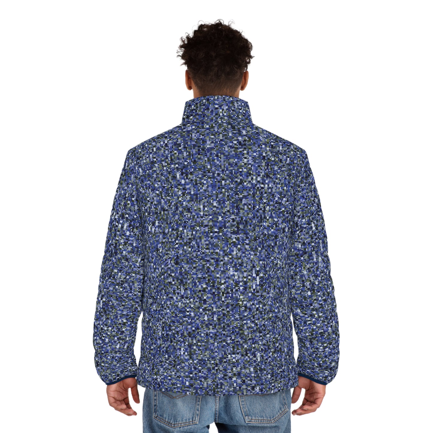 Men's Puffer Jacket "CAMOU-SCHATT" col. Cobalt Pulse - Jhane Barnes custom design