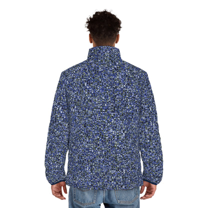 Men's Puffer Jacket "CAMOU-SCHATT" col. Cobalt Pulse - Jhane Barnes custom design