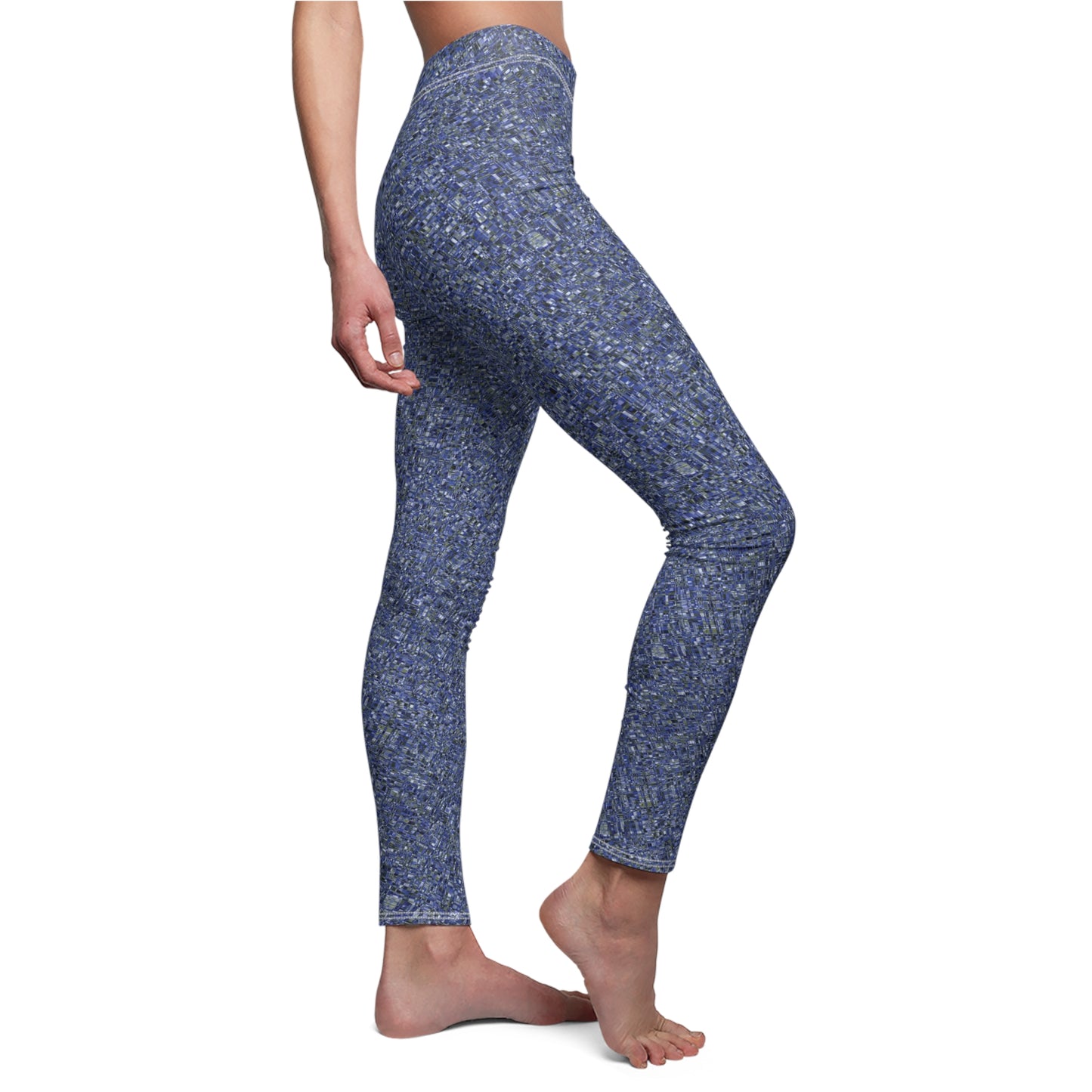 Women's Cut & Sew Casual Leggings "MADRAS MAYHEM" col. Cobalt Pulse